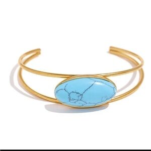 ⭐️ New 18k Gold Plated Turquoise or Lapis Cuff Bracelet